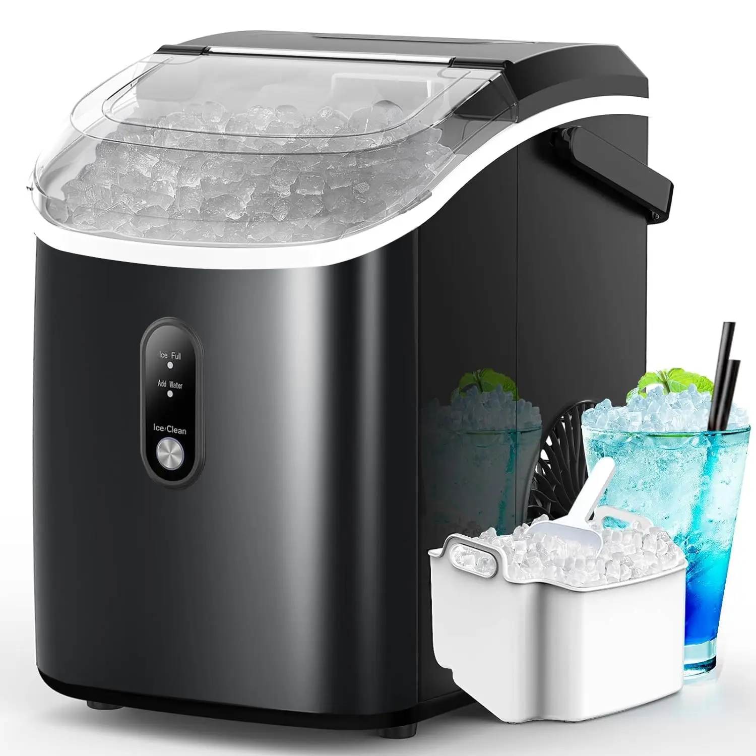 lbs/Day,Portable Crushed Ice Machine,Self Cleaning with One-Click Design & Removable Top Cov