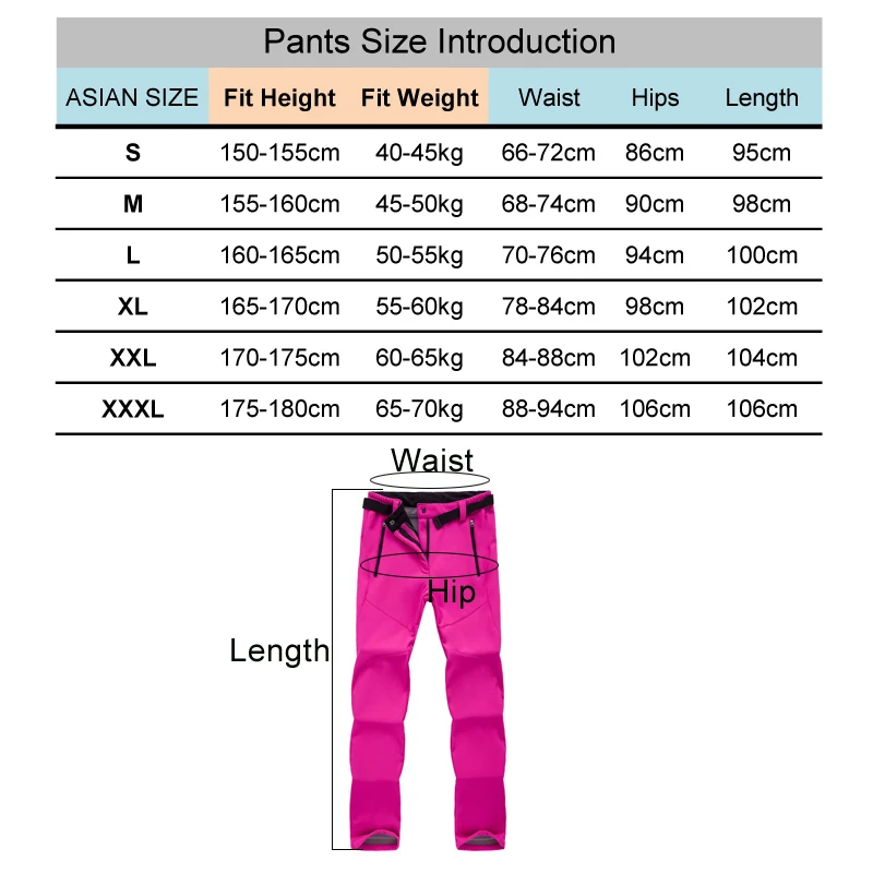 TRVLWEGO Women Autumn Winter Pants Camping Skiing Hiking Waterproof Windproof Soft Shell Fleece Warm Outdoor Sports Trekking