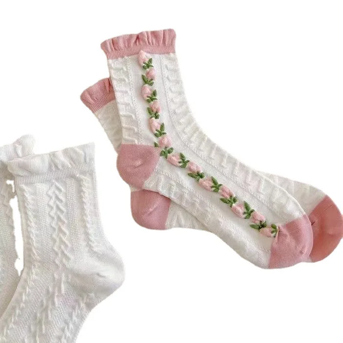 1 Pair Lolita Japanese Woman Cute White Short Socks Girl Spring Summer Sweet Ruffle Lovely Cotton Socks for Women