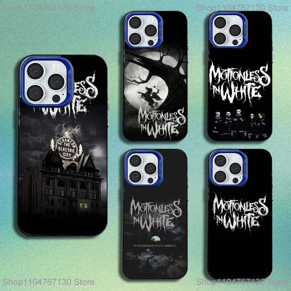 

M-Motionless In White Phone Case For iPhone 16,15,14,13,12,11,Mini,Pro,SE,MAX Blue Matte Silicone Cover