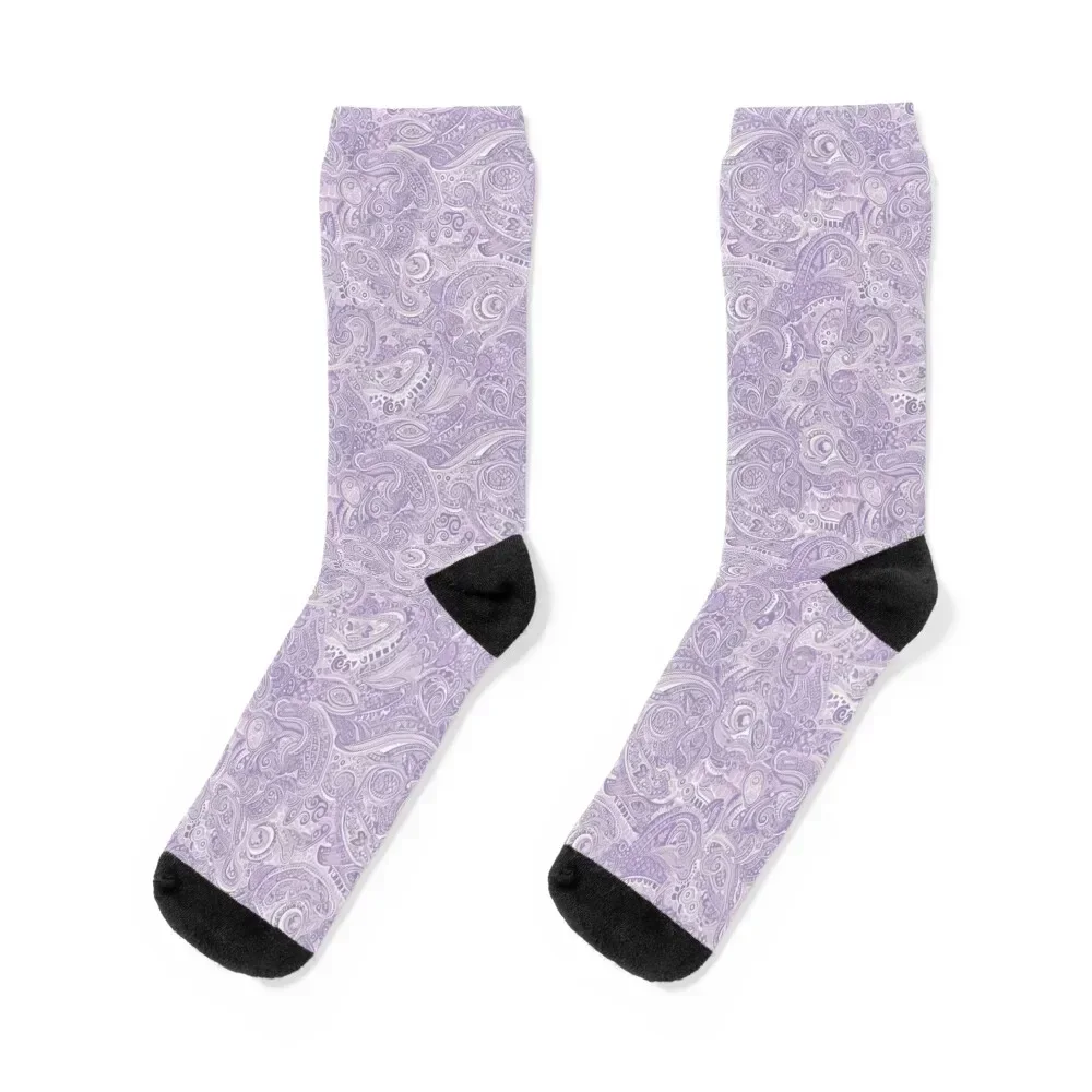 

Lavender Paisley Pattern Socks cycling Stockings man tennis Men Socks Women's