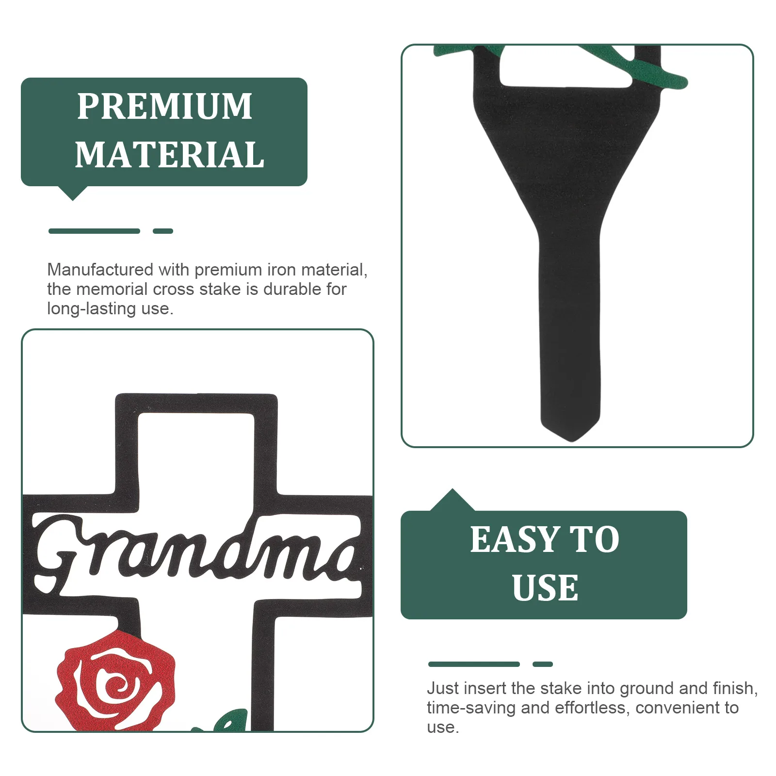 

Cemetery Decorative Piles Metal Memorial Stake Grave Marker Durable Easy to Use Gardens Yards Cemeteries Honor