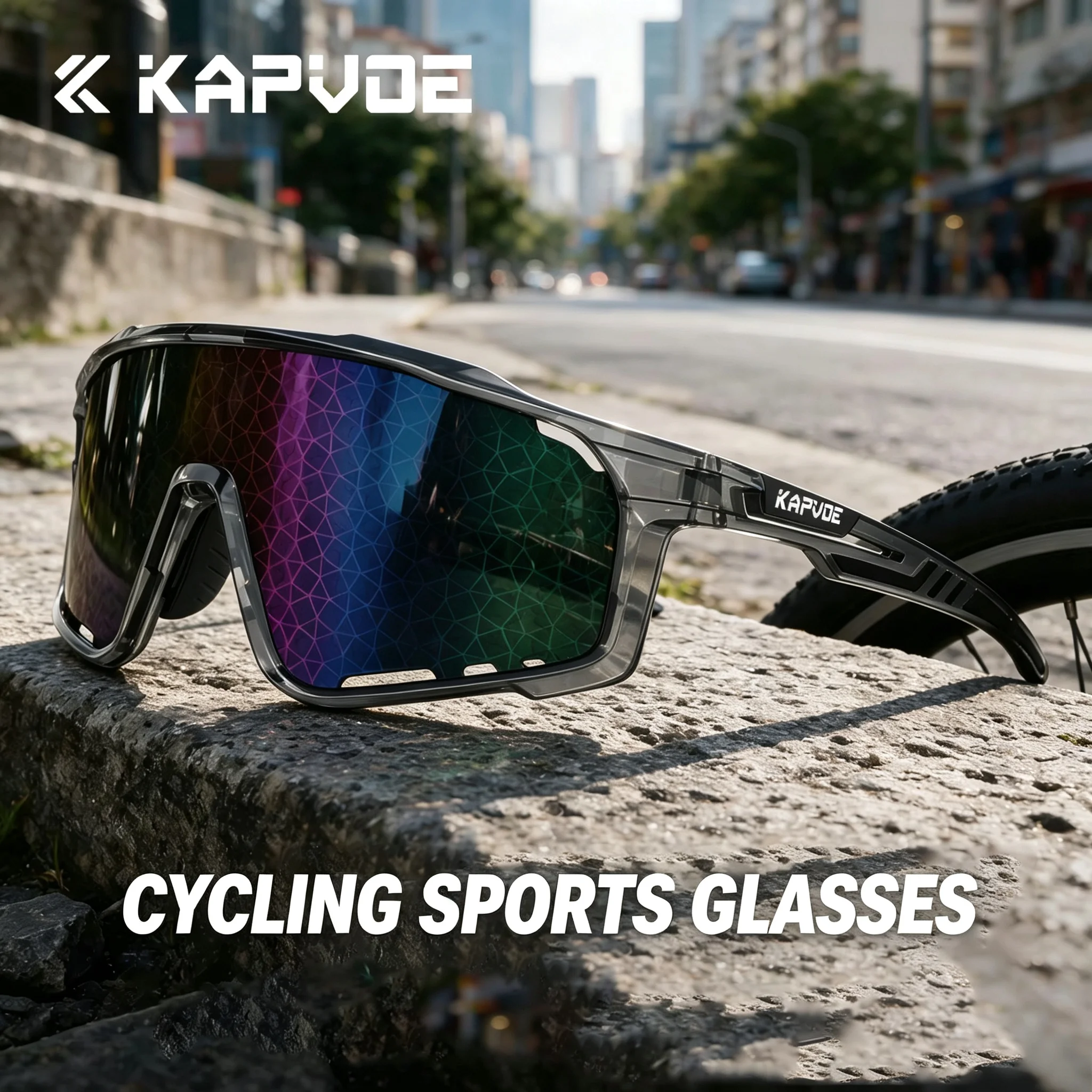 Kapvoe Neue Outdoor-Fahrradbrille mit Nano-Beschichtung, Stilvolle Herren- und Damenbrille für Pickleball, Autofahren, UV400-Schutz, Großrahmige HD-Outdoor-Wanderbrille, Winddichte MTB-Fahrradbrille