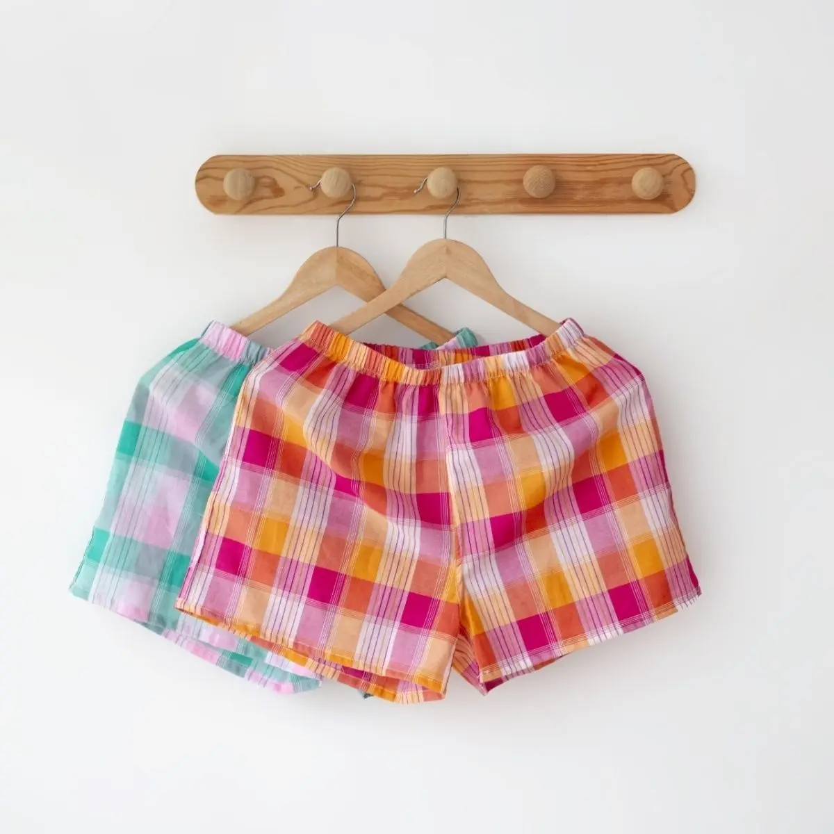 Summer Home Shorts Women's Cotton Slimming Wide Leg Pants Sports Thin Casual Pants Loose Plaid Pajama Plaid Short Pants
