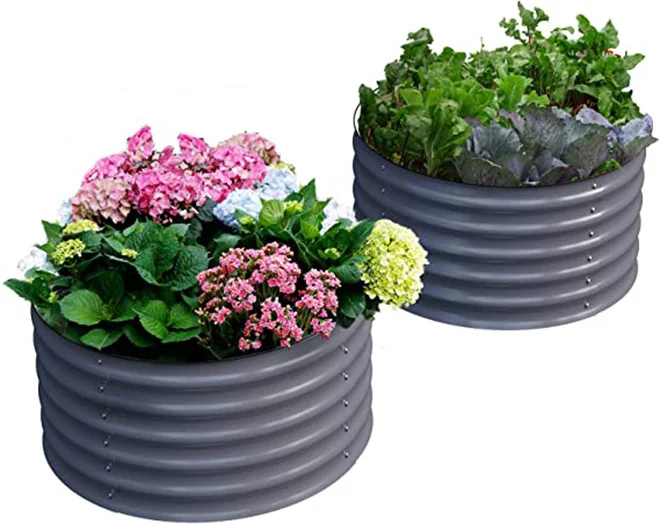 

8 tall galvanized metal raised garden bed outdoor planting flowers herbs vegetables household