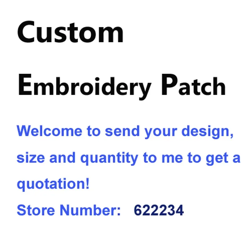 Custom Embroidery Patch for Please Contact the Seller First to Get A Quote, Brand LOGO Your Own Design