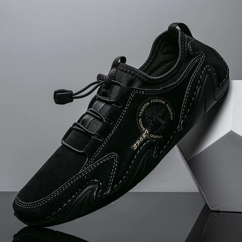 Men Casual Shoes Leather Fashion Men Sneakers Handmade Breathable Mens Loafers Boat Shoes Plus Size 38-48 Driving Shoes image 6