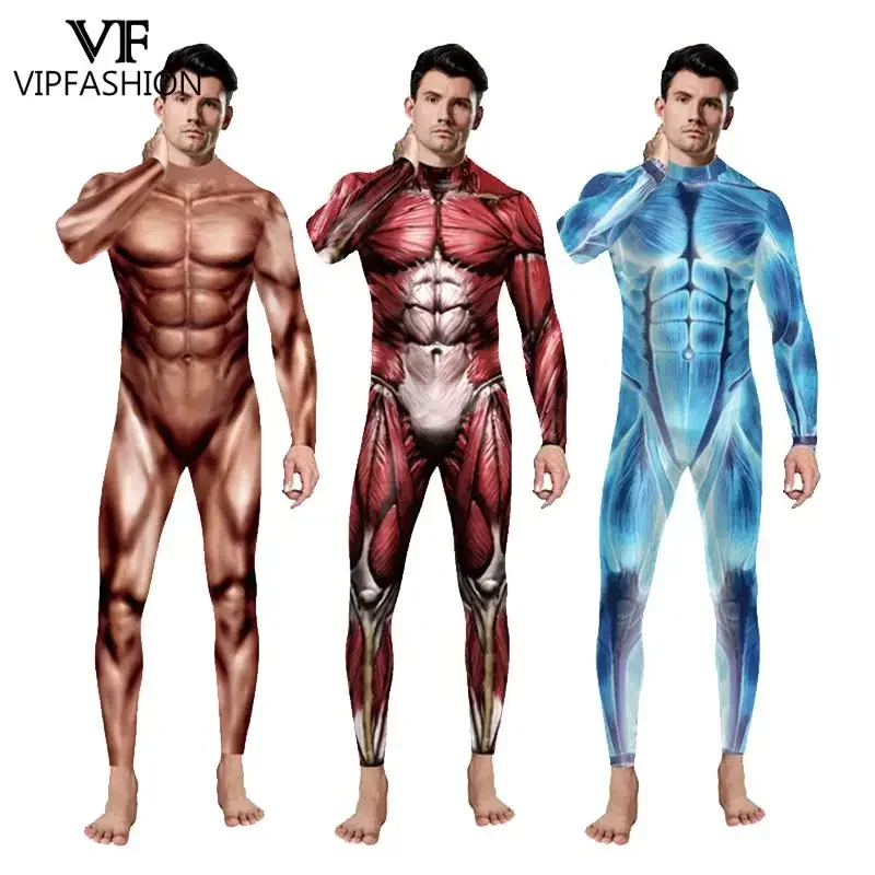 Sn60 VIP fashion funny muscle 3D printing Purim festival party zentai bodysuit jumpsuits Halloween cosplay costumes for MEN1 & 2