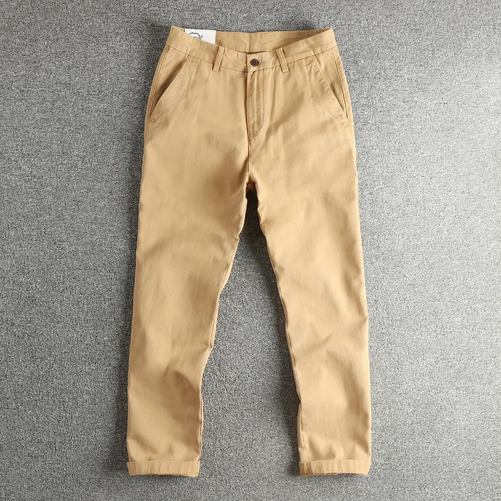 

15721# Spring and Autumn New Japanese Retro Woven Twill Cargo Pants Men's Simple 100% Cotton Washed Old Straight Casual Trousers