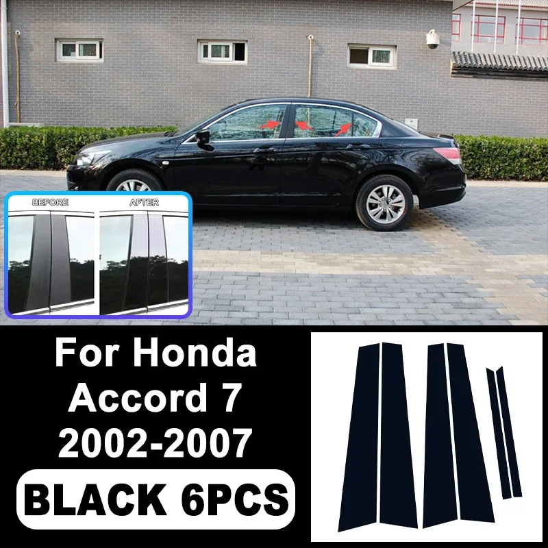 

For Honda Accord 7 2002-2007 Piano Black B C Pillar Stickers, Easy Install PC Window Trim Anti-Scratch Exterior Styling Parts