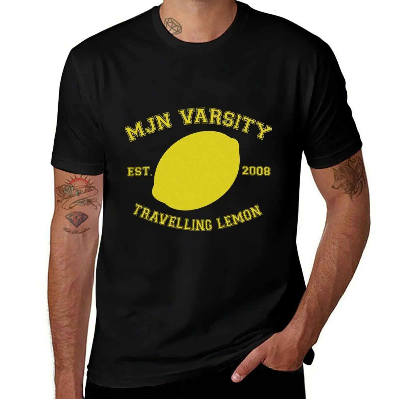 Футболка MJN Varsity- Travelling Lemon из дышащего хлопка, базовая модель.