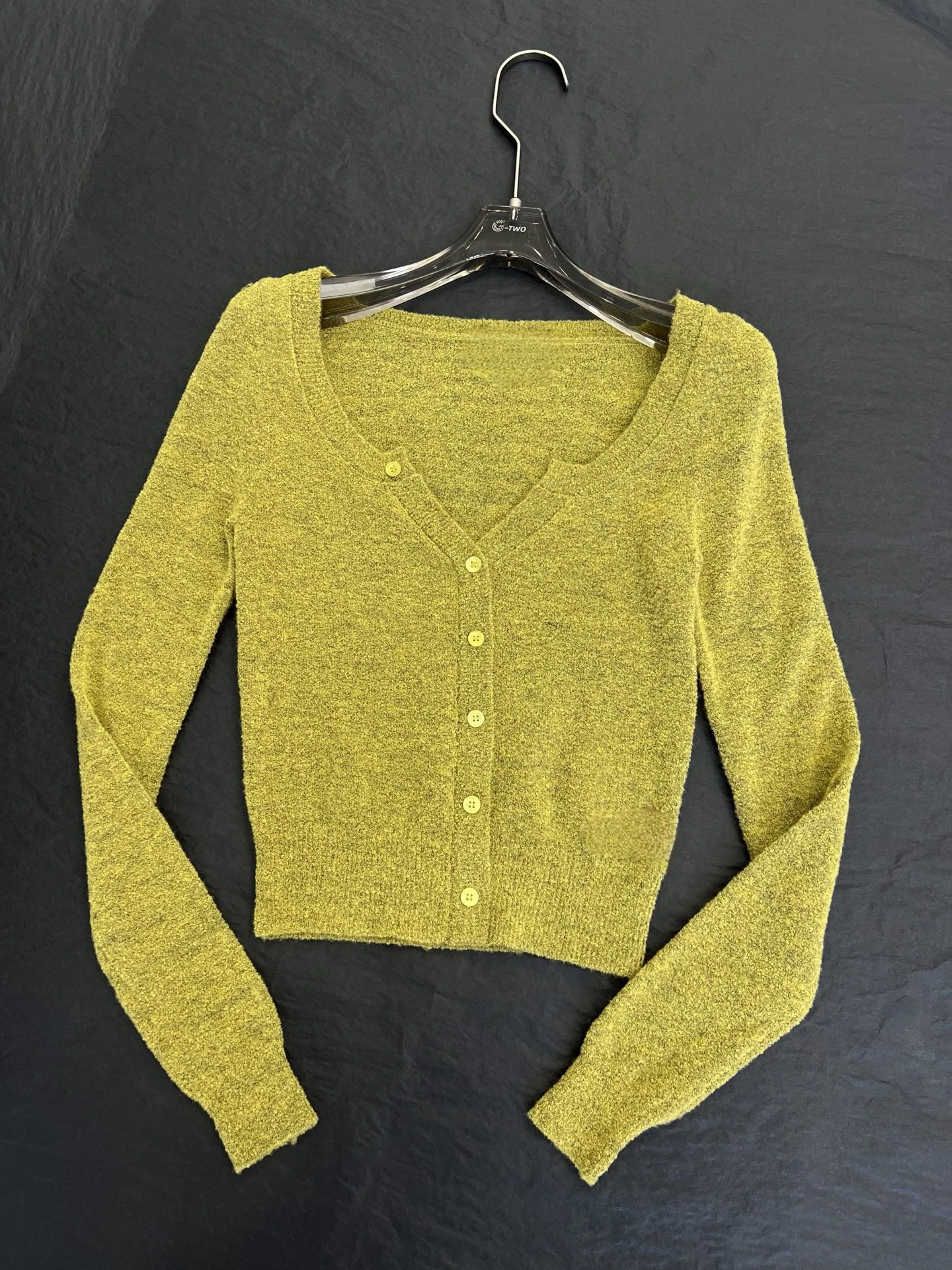 

Retro Sle Bright Olive een Knitted Sweater Vest Women's Faion ow off oulder Long Sve V-Ne Button up Cardigan