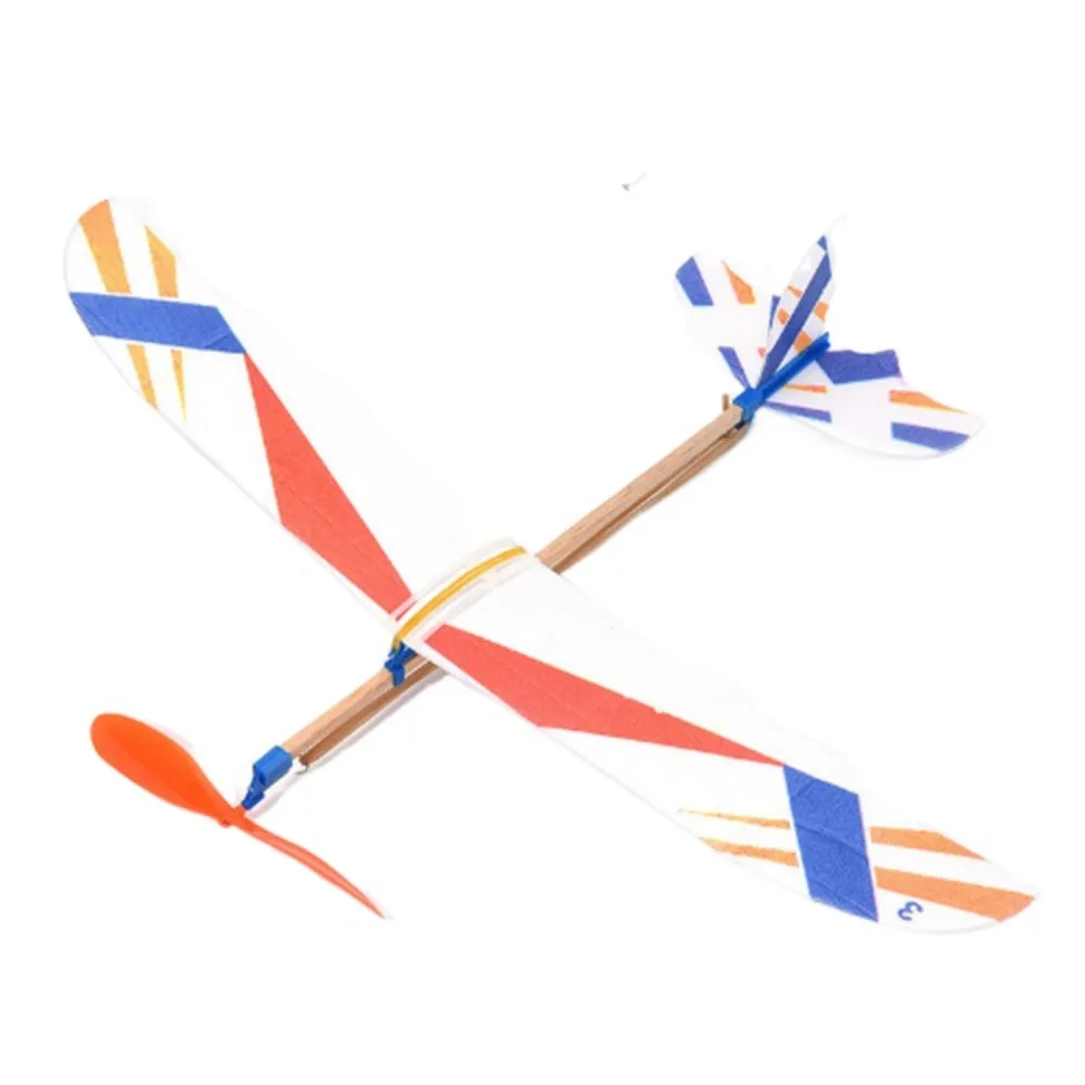 Elástico diy planador voador avião mão jogar modelo de aeronave montagem ciência brinquedo avião voador modelo crianças