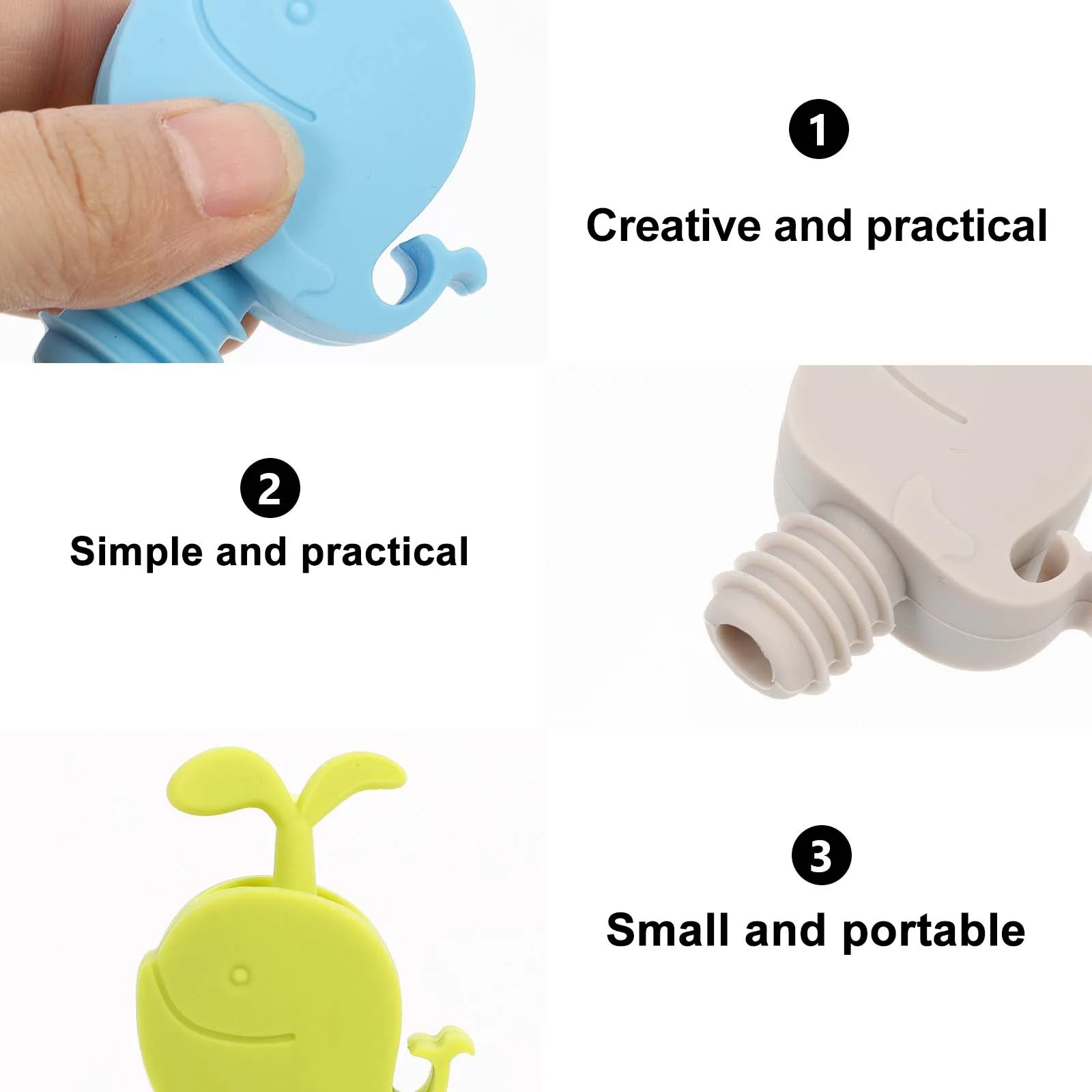 

3 Pcs Bottle Plugs Silicone Stoppers Grey 2 Dolphin Whale Sealing Effect Anti Ash Dustproof Prevent Volatilization