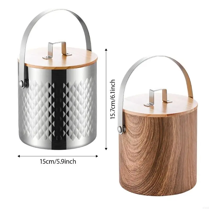 

Ведра для льда из нержавеющей стали с двойными стенками и вакуумной изоляцией, емкостью 2 л, с крышкой и щипцами для льда для