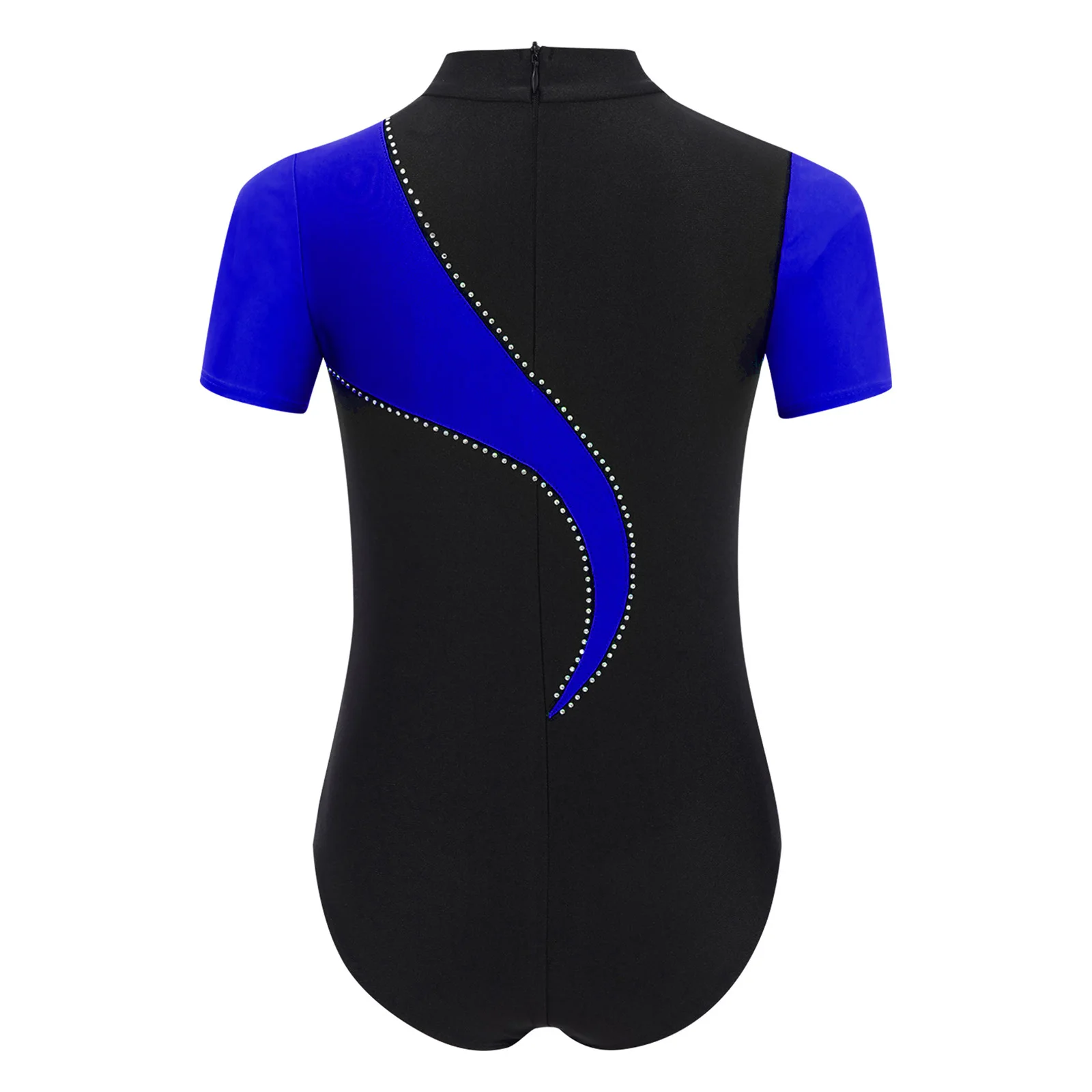 Boys Short Sleeve Leotards Kids Color Block Patchwork Ice Skating Leotard for Gymnastics Bodysuits Stage Performance Costumes