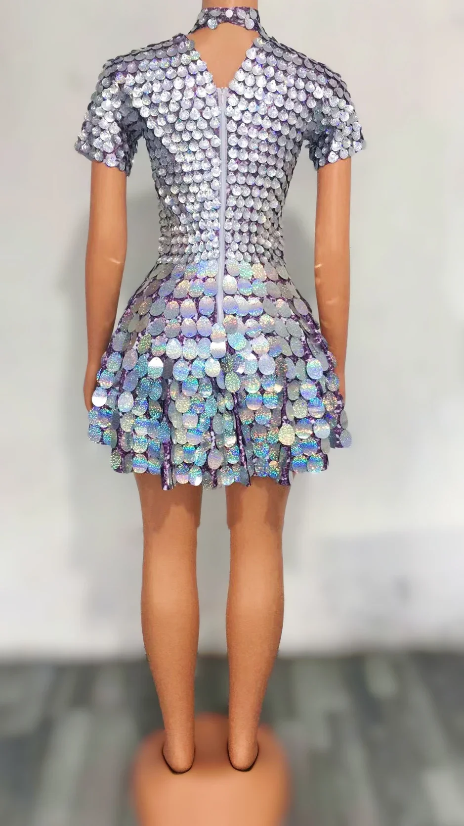 ใหม่ Shining Laser Sequins เต้นรําชุดบอดี้สูทชุดราตรีวันเกิดฉลองเครื่องแต่งกาย Prom Party Dancer Show Dress
