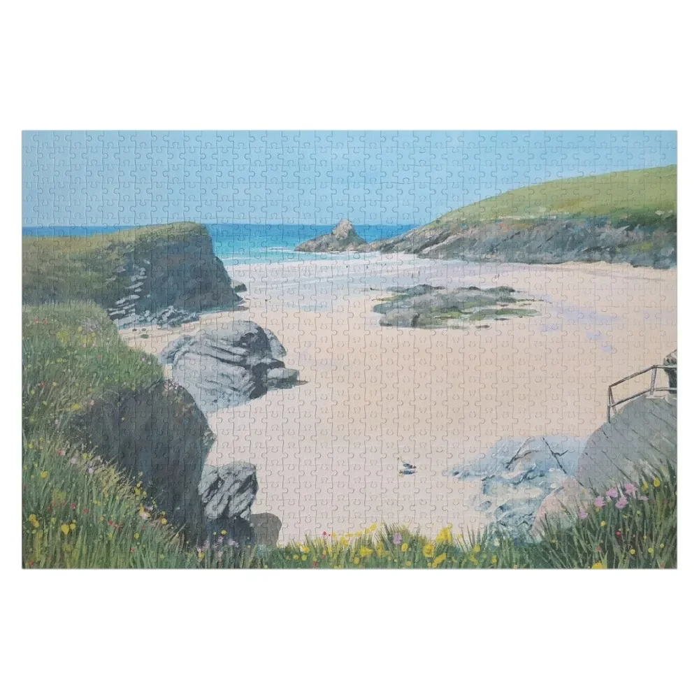 Trevone - Cornwall UK Jigsaw Puzzle With Photo Picture Wood Name Puzzle