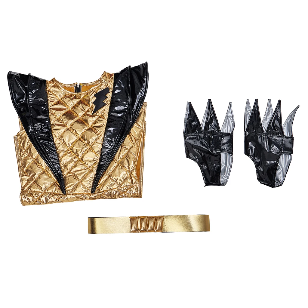 

Rocky Horror Picture Show Space Suit Magenta Cosplay Costume Gold Quilted Alien Dress With Shoe Covers Halloween Party Outfit