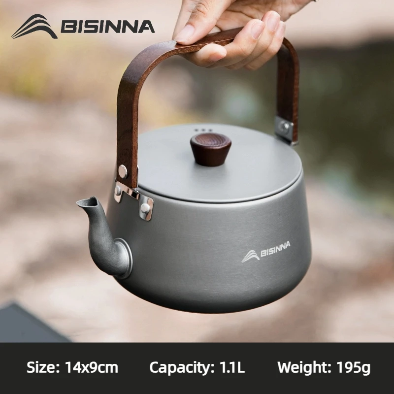 

BISINNA 1.1L Aluminum Alloy Camping Kettle Outdoor Camp Equipment Lightweight for Hiking Camping and Travelling