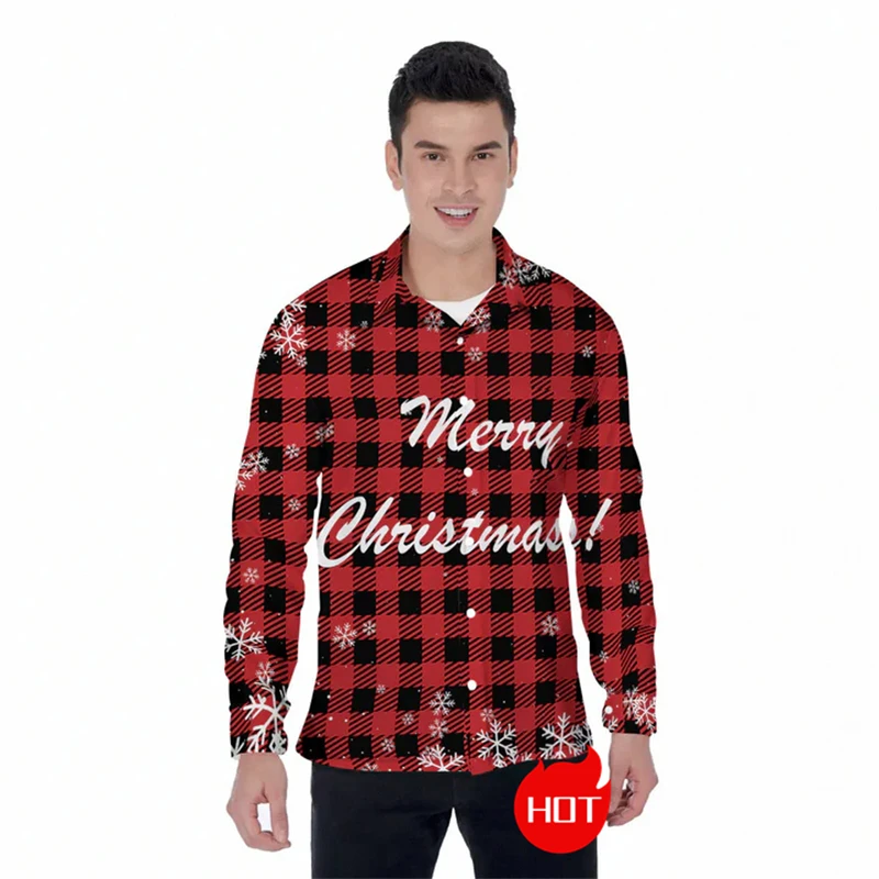 

Merry Christmas 3D Printed Long Sleeve Shirts For Men Clothes Casual Xmas Unisex Button Clothing Autumn Party Lapel Blouse Tops