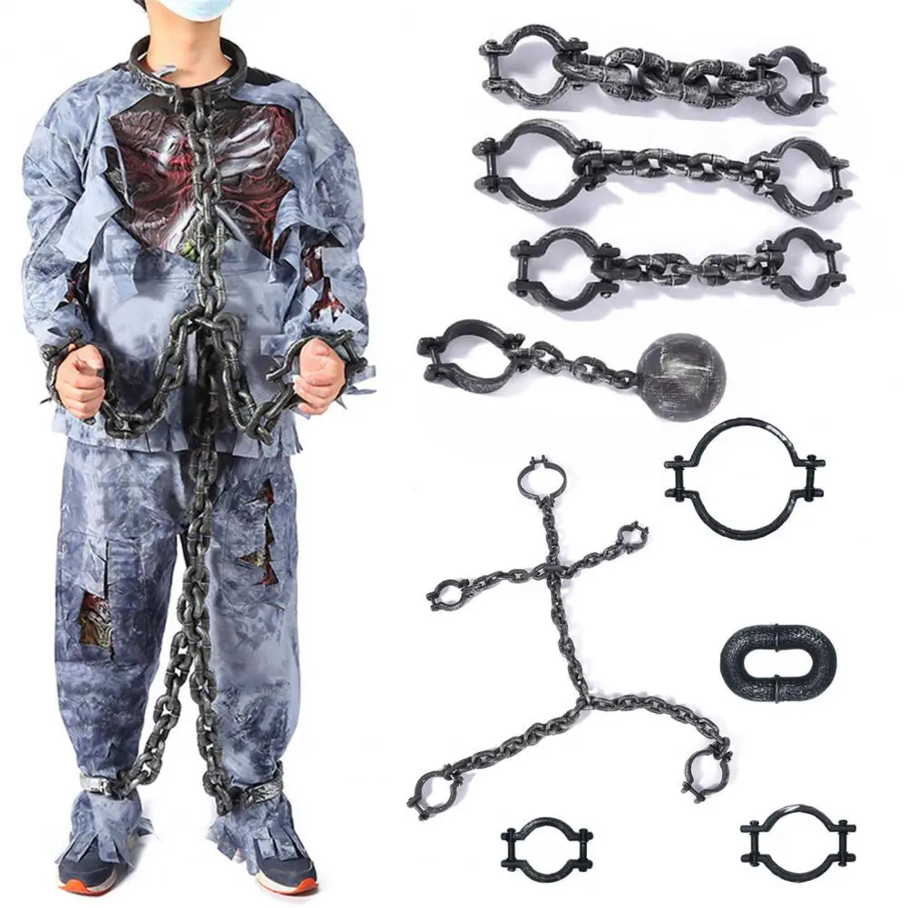 1 Set Halloween Prisoner Costume Chain Props Death Plastic Chain Decoration Prisoner Costume Accessories Halloween Party Supply