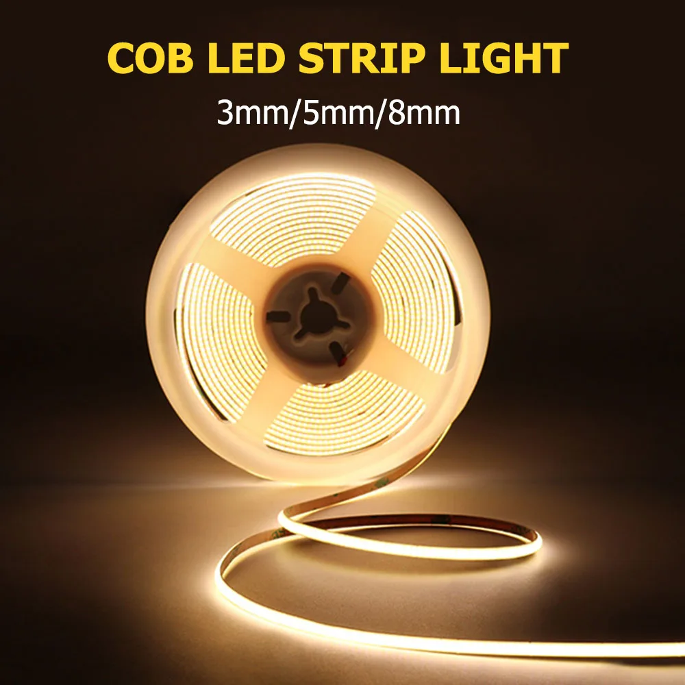 

3mm 5mm 8mm COB LED Strip Light DC 12V 24V 400leds High Density Flexible LED Tape 3000K 4000K 6000K red Green Ice Blue Orange 5m