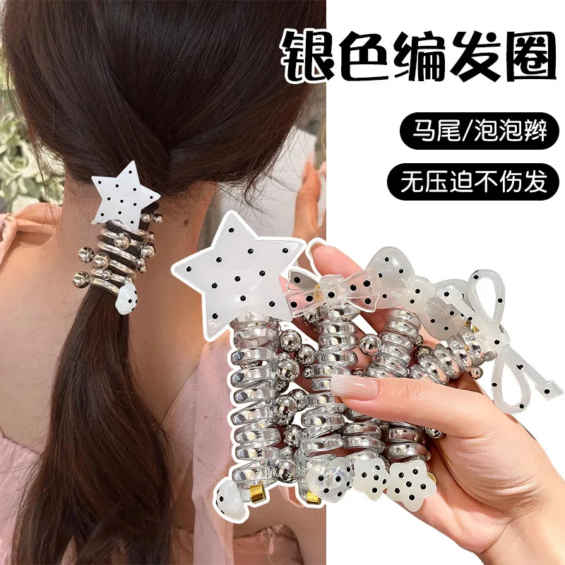 Advanced Feel Bead Bubble Braid Phone Line Hairband Female Ponytail Braiding Artifact Butterfly Knot Star Jelly Head Rope