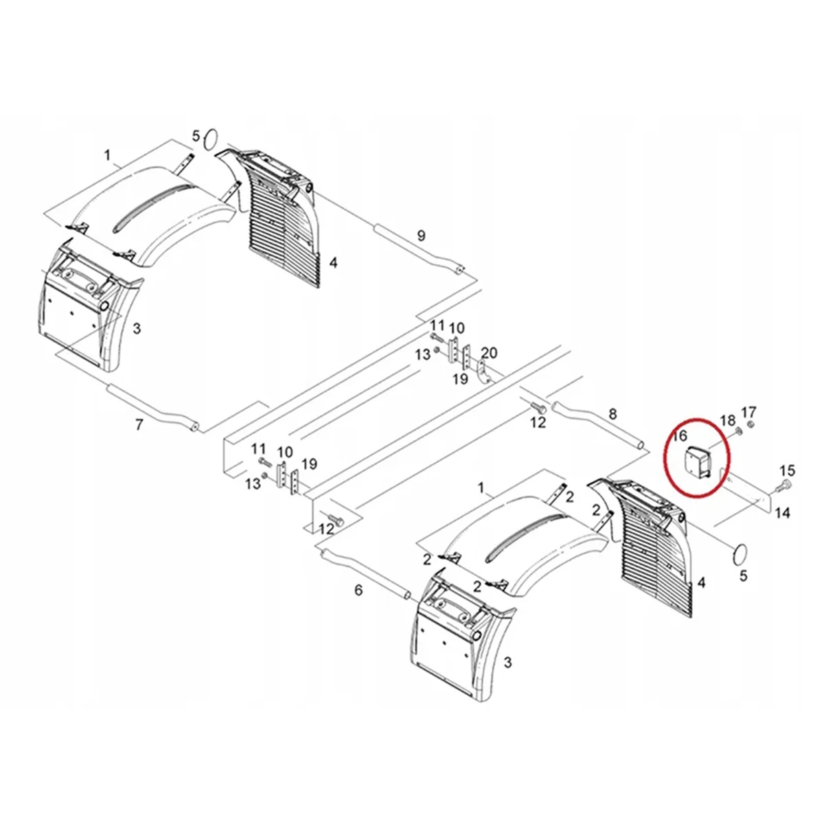 2 Pcs for Man Tga Tgs Tgx Car Stop Lamp Cover Mudguard Light Extension Housing Bracket 81664400189