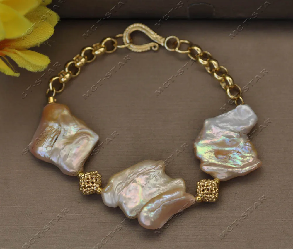 MTC·STAR  Set 33mm Pink Baroque Pearl  Necklace Pendant Bracelet Earring (Z13188 ) view 4