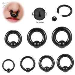 ZS 1PC Captive Bead Septum Ring Acrylic Nose Piercing Black Color Large Gauge Septum Spring Ball Ear Expander 2/4/6/8/10G