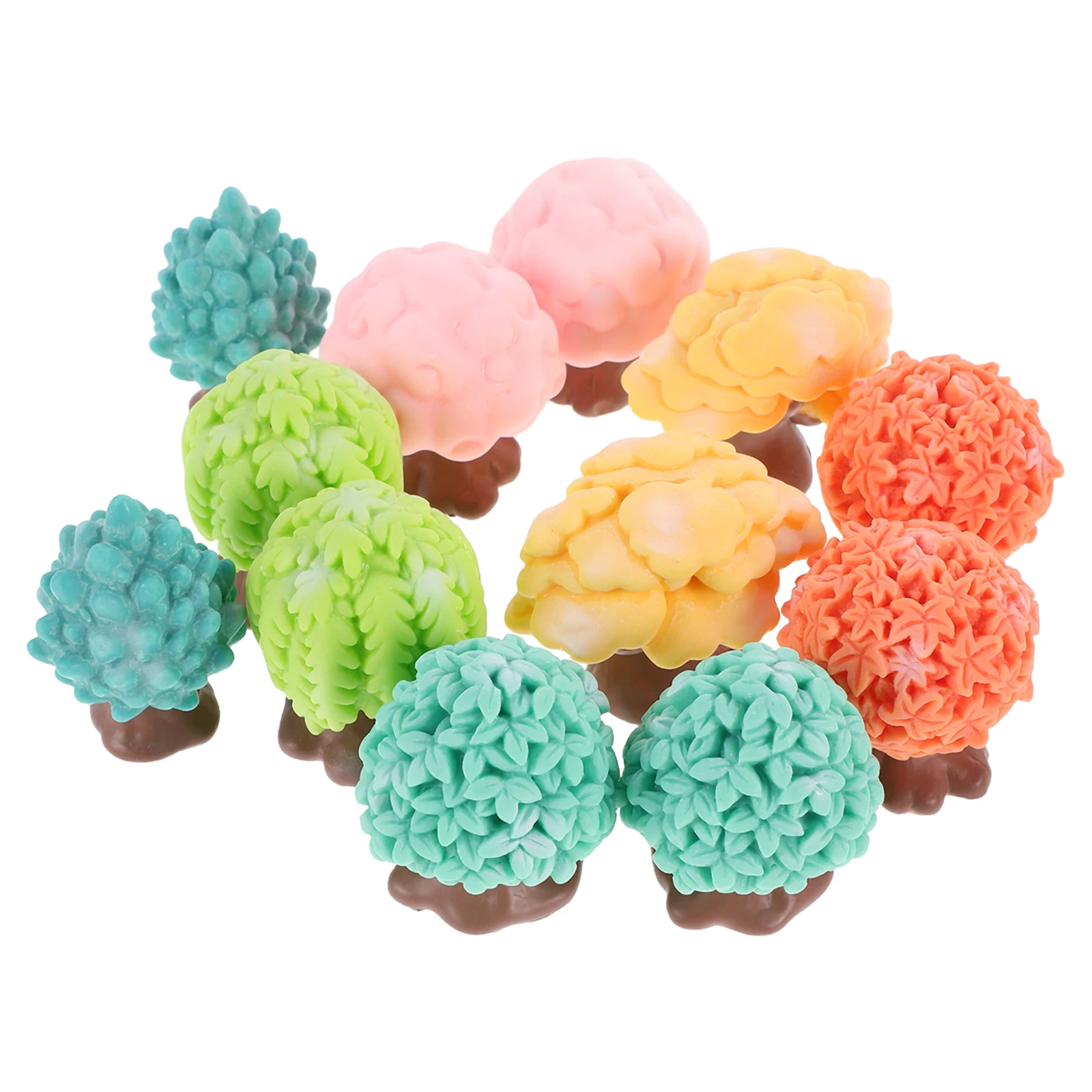 

12Pcs Miniature Resin Simulated Trees Small Fake Tree Ornaments for DIY Craft Home Decor Miniature Landscape Accessories