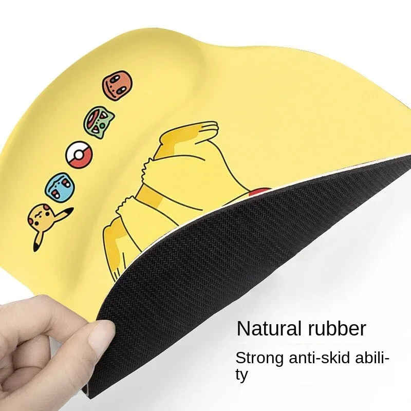 Pokémon Pikachu 3D Rubber Bottom Wrist Guard Anime Cartoon Cute Creative Wrist Pad Wrist Rest Soft Pad Sliding Mouse Pad Unisex