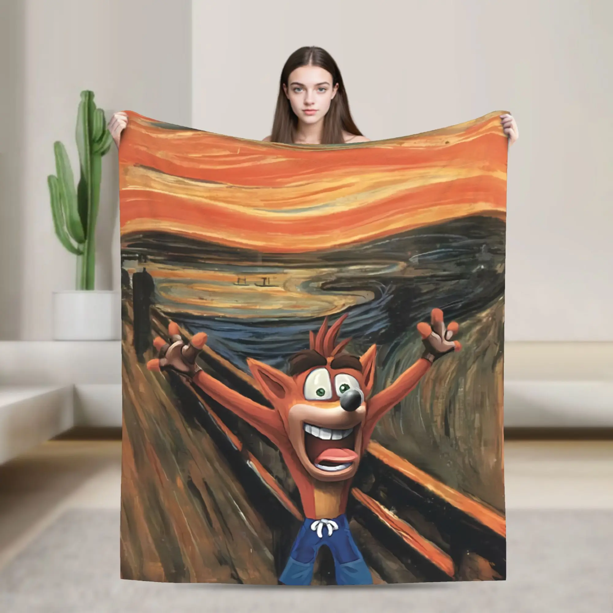 Warm Soft BlanketGirls Boys Decorative Crash Bandicoot Cliff Run Throw Blanket  Flannel Bedspread For Home Decor Sofa Bed Cover