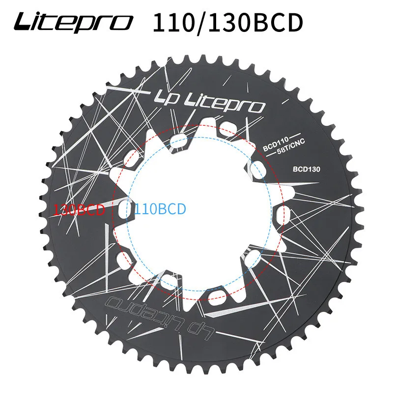 Litepro-オーバルチェーンリング130 110 bcd,超軽量折りたたみ自転車