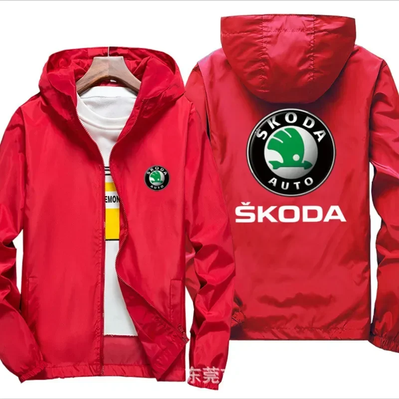 Jaqueta Windproof de motocicleta com logotipo SKODA, terno com capuz, blusão, moletons, Racing Zipper Coat, Mobile Riding, 2023