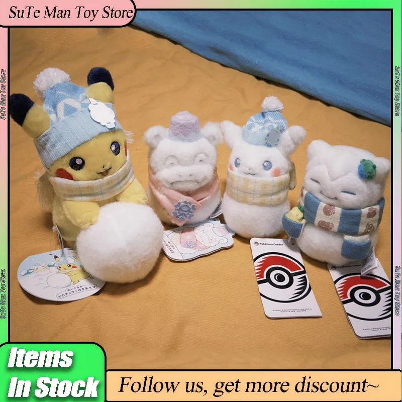 

Подлинная плюшевая кукла PokéMon Let's Build A Snowman серии Slowpoke Snorlax Pikachu, модная кукла с орнаментом, коллекция игрушек, рождественский подарок