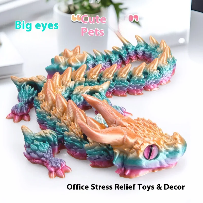 

3D Printed Qin Che Longbao Scaled Dragon Toy - Articulated Joint Snake-like Simulated Animal Moveable Collectible Figurine