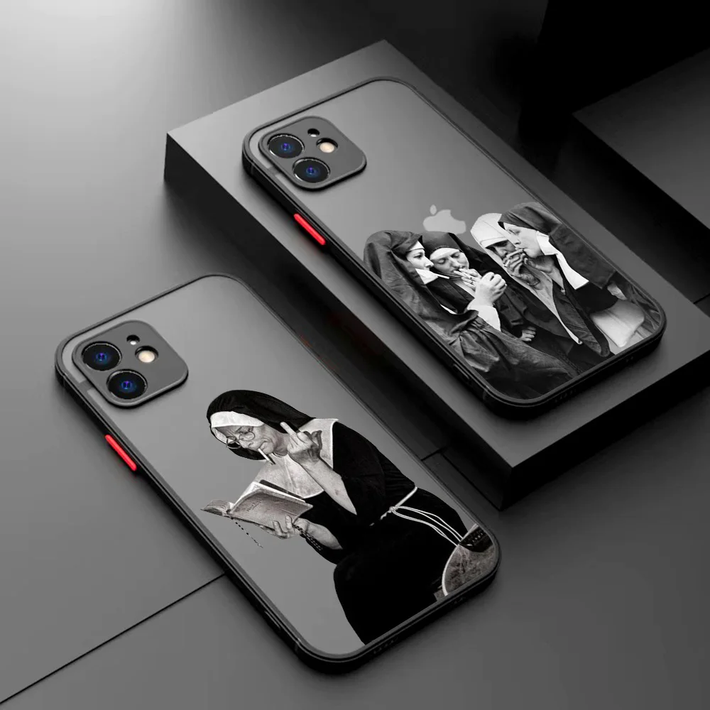 

Matte Transparent Phone Case For Smoking Nuns Art Aesthetic Samsung S24 S23 S22 S21 S20 S10 FE Note20 Note10 Plus Ultra Lite 5G