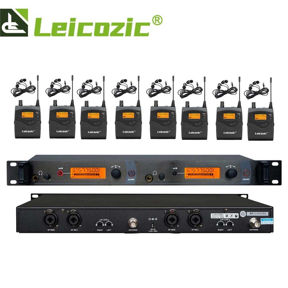 Leicozic Professional Wireless Stage Monitor 1 Transmitter 8 Receivers In Ear Wireless Monitor 150M Recording Studio Equipment