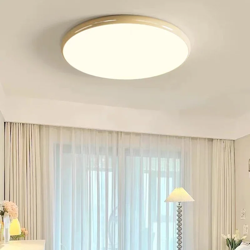 Modern 3 Changeable Dimmable Celiing Light Round 30/40/50cm Chrome Red Green Beige Metal For Parlor Bedroom Dining Room