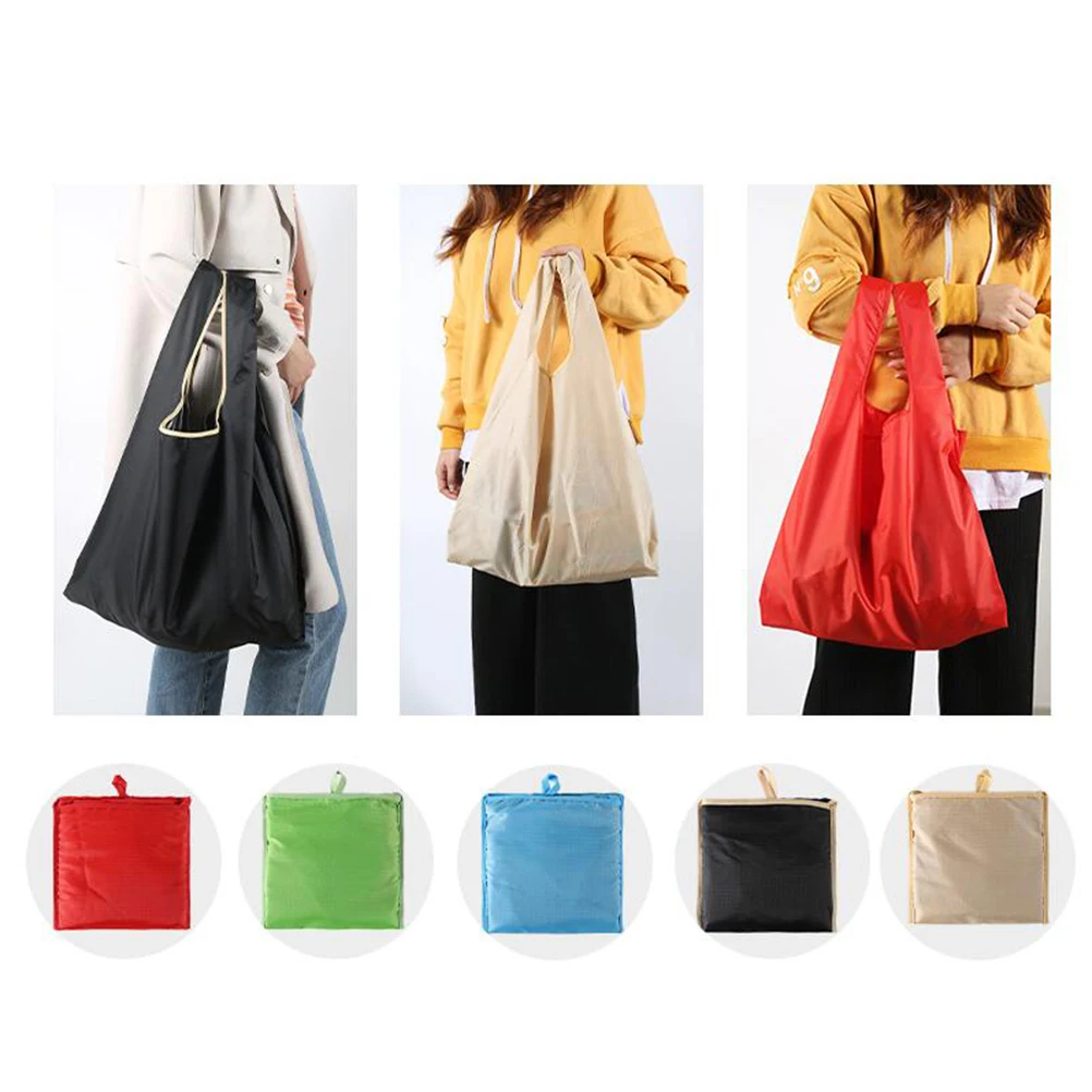 

Foldable Shopping Bag Large Capacity Reusable Oxford Fabric Black Grocery Tote Home Trip Storage Bag Foldable Pouch