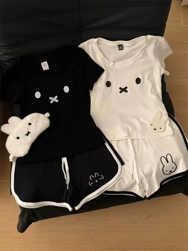 Lovely Sweet Miffy Can Be Worn Outside Round Collar Pajamas Woman Summer Senior Sense Soft Sister Student Dormitory Foreign Suit view 5