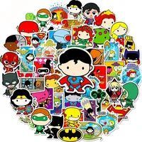 DC Justice League, peripheral stickers, cartoon waterproof stickers, water bottle decoration Kids Student Q Edition, 50 stickers