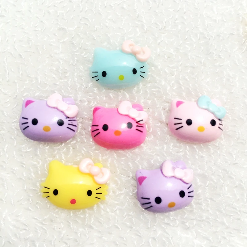 20pcs/lot New KT Cat Head resin Flat back Decoration scrapbook diy Embellishments jewelry Making