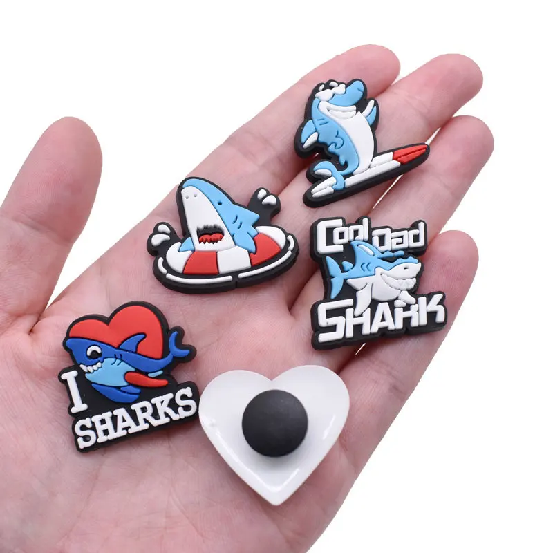 loverly new carton shark animal PVC shoe charms buckles decorations for sandals clog pin wristband kids party birthday gift DIY