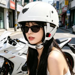 DOT Certification Retro White Motorcycle Helmet Four Seasons Vintage Casco Moto Helmets German Classic Open Face Helmet Scooter