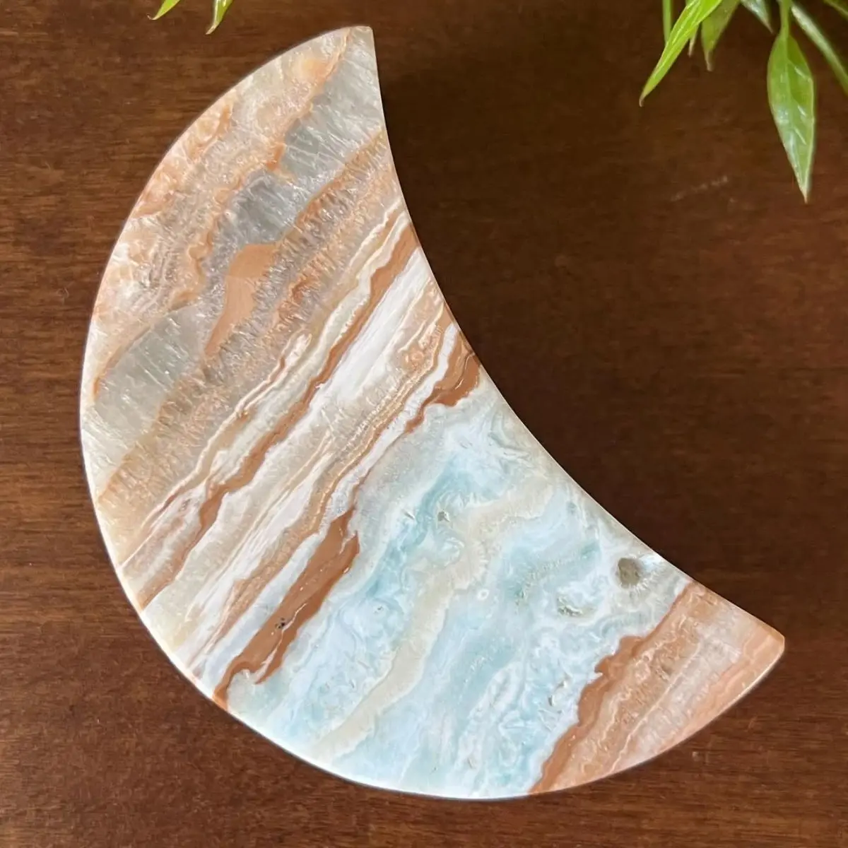 

1pc Natural Hemimorphite Moon Carving, Raw Stone Hemimorphite, Bohemian Style Home Decor, Perfect Holiday Gift