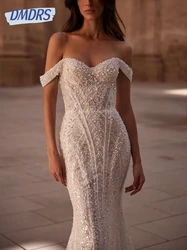 Sweet Pearls Wedding Dress Ivory Stunning Sequin Dress For Bride Customized Chic Luxury Zipper Back Bridal Gown Vestido De Novia