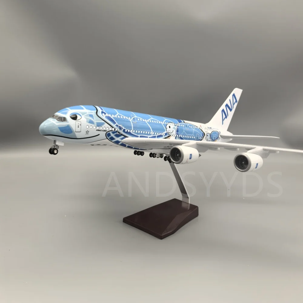 

New 47cm a380 Turtle Plane Airbus 380 Airplane Model Kits With Wheel Resin Toys Model Collection Gifts for Living Room Home